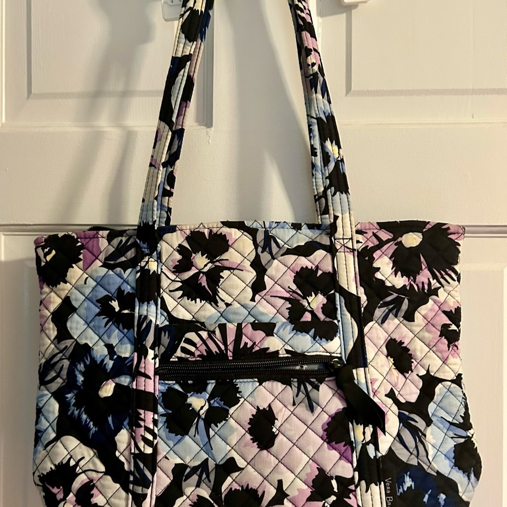 Vera Bradley Quilted Plum Pansies Floral Tote